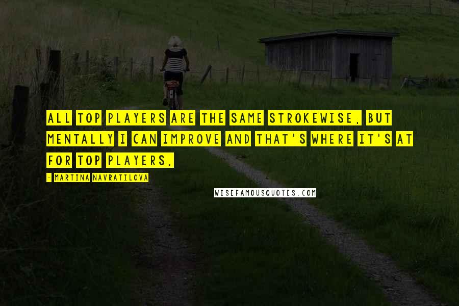 Martina Navratilova Quotes: All top players are the same strokewise, but mentally I can improve and that's where it's at for top players.