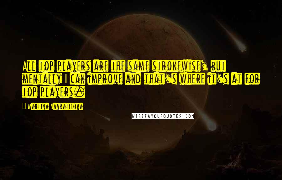 Martina Navratilova Quotes: All top players are the same strokewise, but mentally I can improve and that's where it's at for top players.