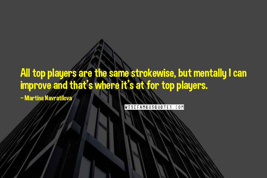 Martina Navratilova Quotes: All top players are the same strokewise, but mentally I can improve and that's where it's at for top players.