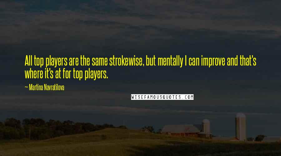 Martina Navratilova Quotes: All top players are the same strokewise, but mentally I can improve and that's where it's at for top players.