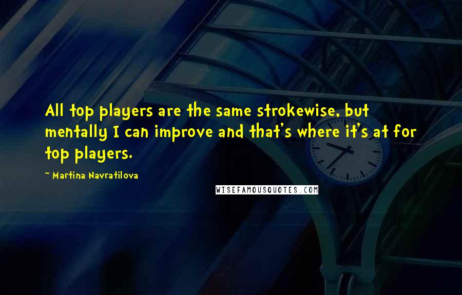 Martina Navratilova Quotes: All top players are the same strokewise, but mentally I can improve and that's where it's at for top players.