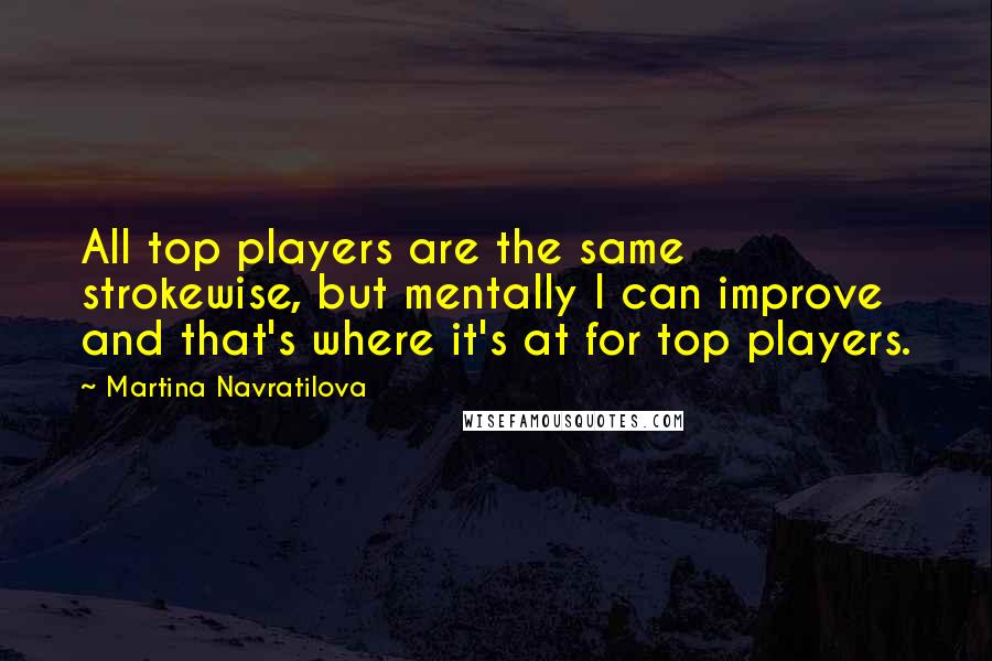 Martina Navratilova Quotes: All top players are the same strokewise, but mentally I can improve and that's where it's at for top players.