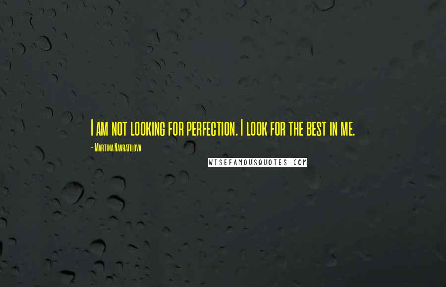 Martina Navratilova Quotes: I am not looking for perfection. I look for the best in me.