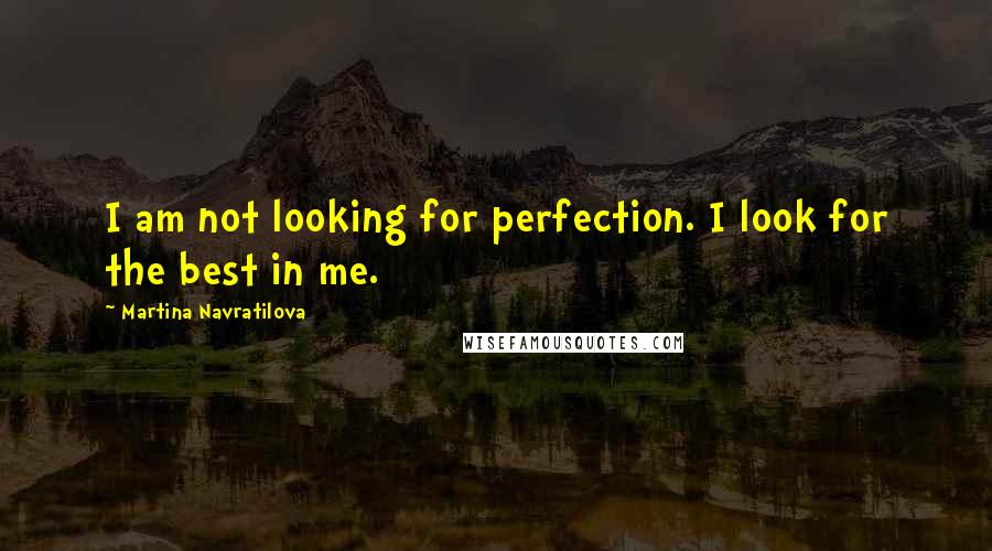 Martina Navratilova Quotes: I am not looking for perfection. I look for the best in me.