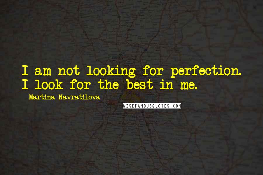 Martina Navratilova Quotes: I am not looking for perfection. I look for the best in me.