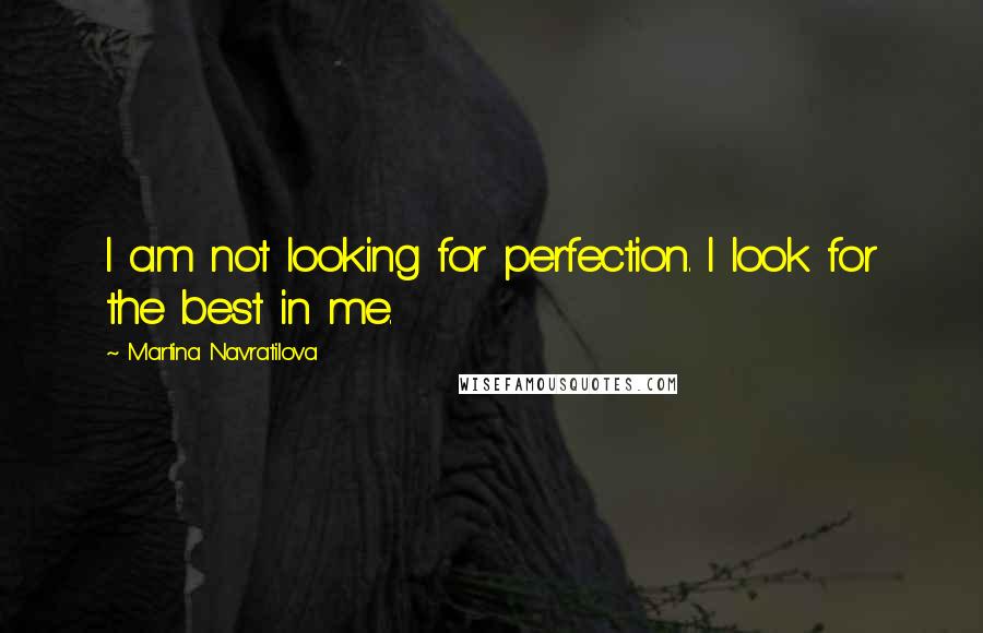 Martina Navratilova Quotes: I am not looking for perfection. I look for the best in me.