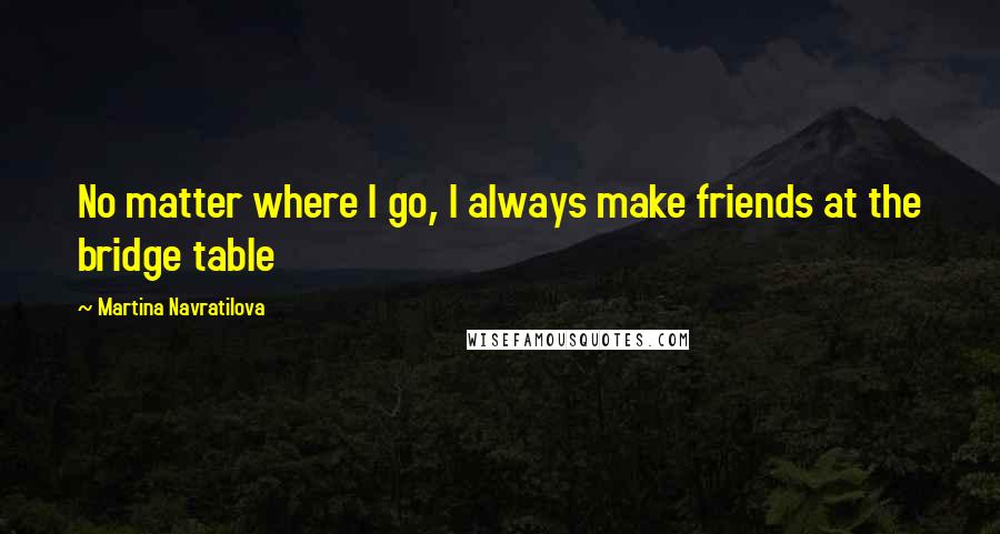 Martina Navratilova Quotes: No matter where I go, I always make friends at the bridge table