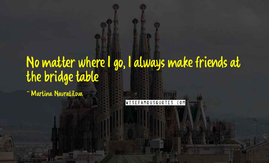 Martina Navratilova Quotes: No matter where I go, I always make friends at the bridge table