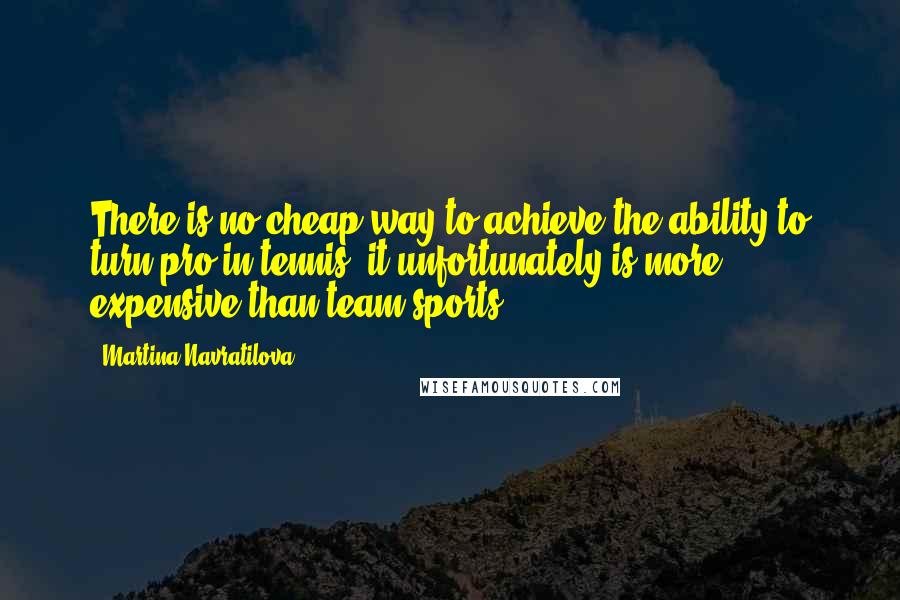 Martina Navratilova Quotes: There is no cheap way to achieve the ability to turn pro in tennis; it unfortunately is more expensive than team sports.