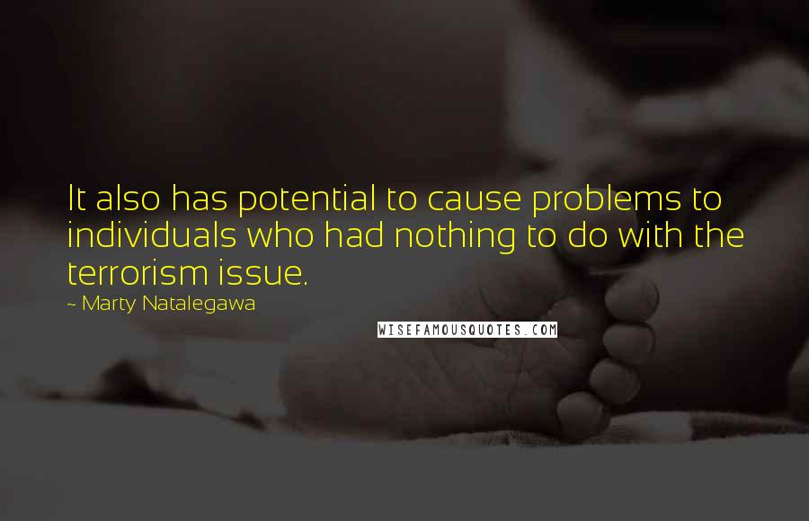 Marty Natalegawa Quotes: It also has potential to cause problems to individuals who had nothing to do with the terrorism issue.