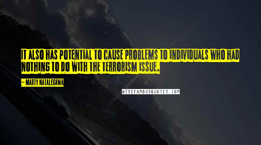 Marty Natalegawa Quotes: It also has potential to cause problems to individuals who had nothing to do with the terrorism issue.