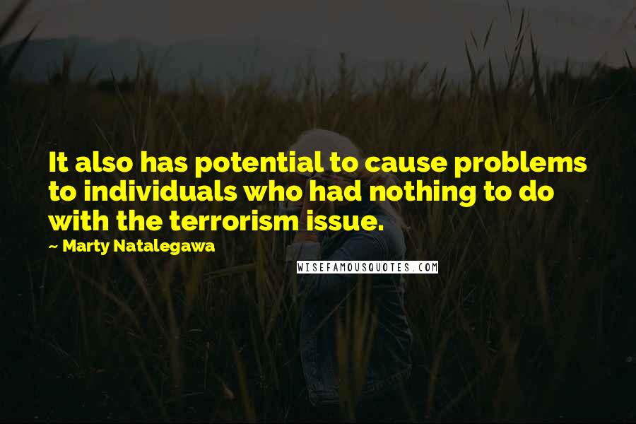 Marty Natalegawa Quotes: It also has potential to cause problems to individuals who had nothing to do with the terrorism issue.