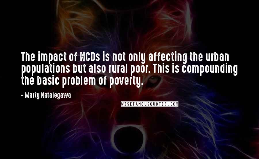 Marty Natalegawa Quotes: The impact of NCDs is not only affecting the urban populations but also rural poor. This is compounding the basic problem of poverty.
