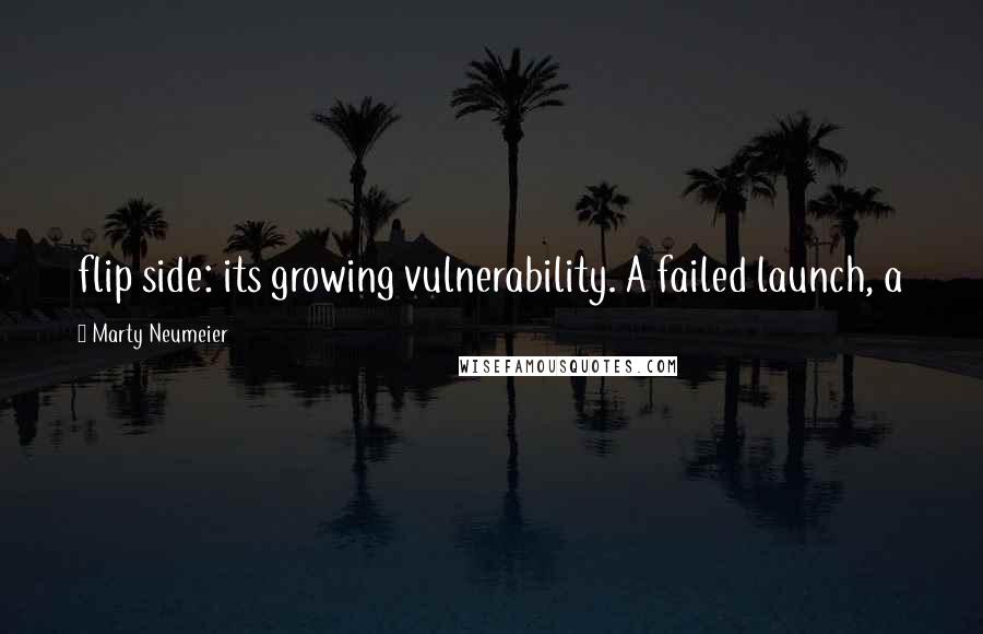 Marty Neumeier Quotes: flip side: its growing vulnerability. A failed launch, a