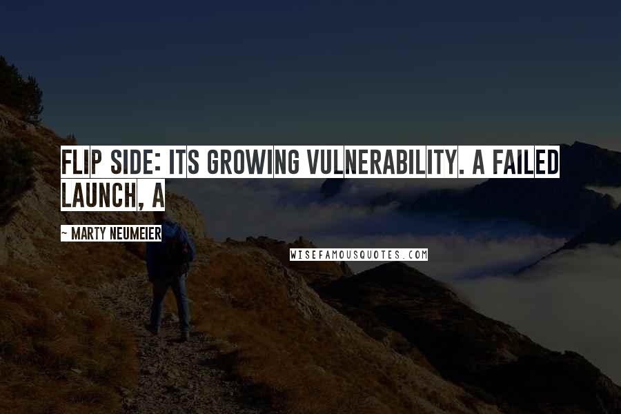 Marty Neumeier Quotes: flip side: its growing vulnerability. A failed launch, a