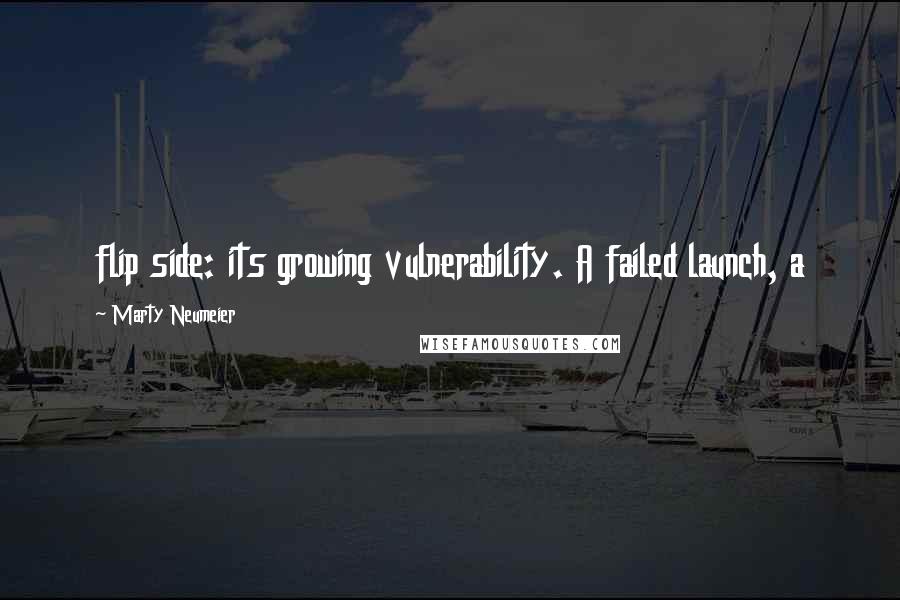 Marty Neumeier Quotes: flip side: its growing vulnerability. A failed launch, a