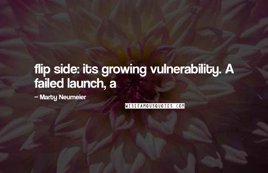 Marty Neumeier Quotes: flip side: its growing vulnerability. A failed launch, a