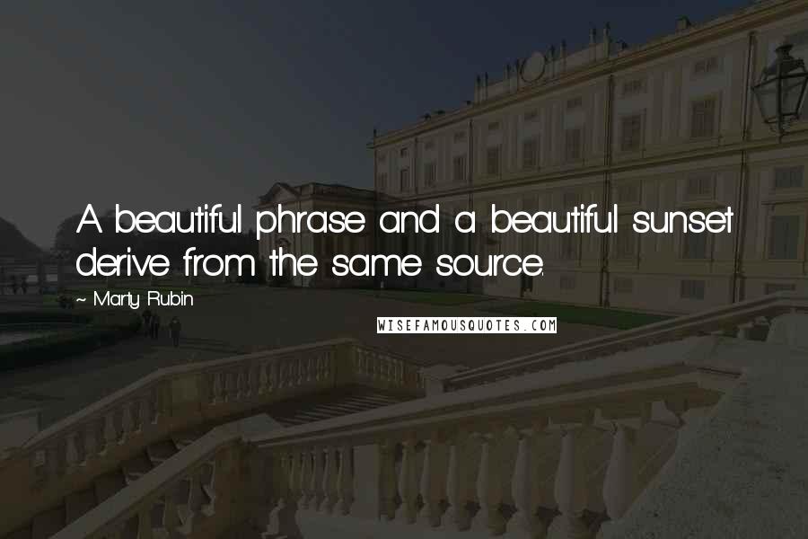 Marty Rubin Quotes: A beautiful phrase and a beautiful sunset derive from the same source.