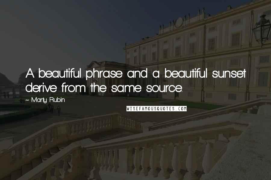 Marty Rubin Quotes: A beautiful phrase and a beautiful sunset derive from the same source.