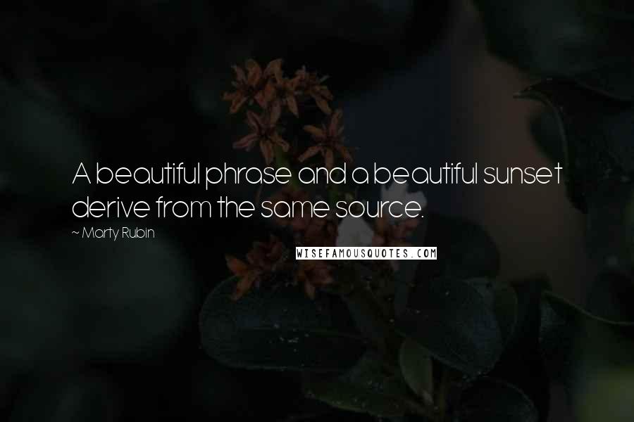 Marty Rubin Quotes: A beautiful phrase and a beautiful sunset derive from the same source.