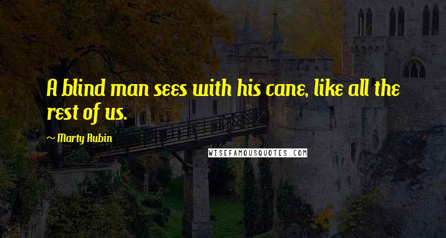 Marty Rubin Quotes: A blind man sees with his cane, like all the rest of us.
