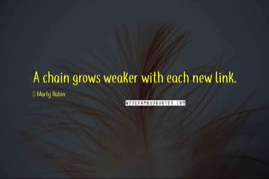 Marty Rubin Quotes: A chain grows weaker with each new link.