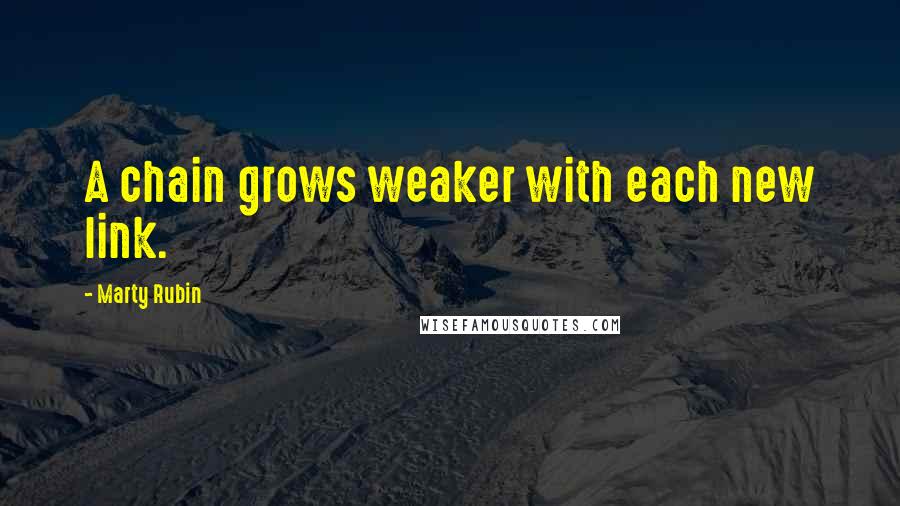 Marty Rubin Quotes: A chain grows weaker with each new link.