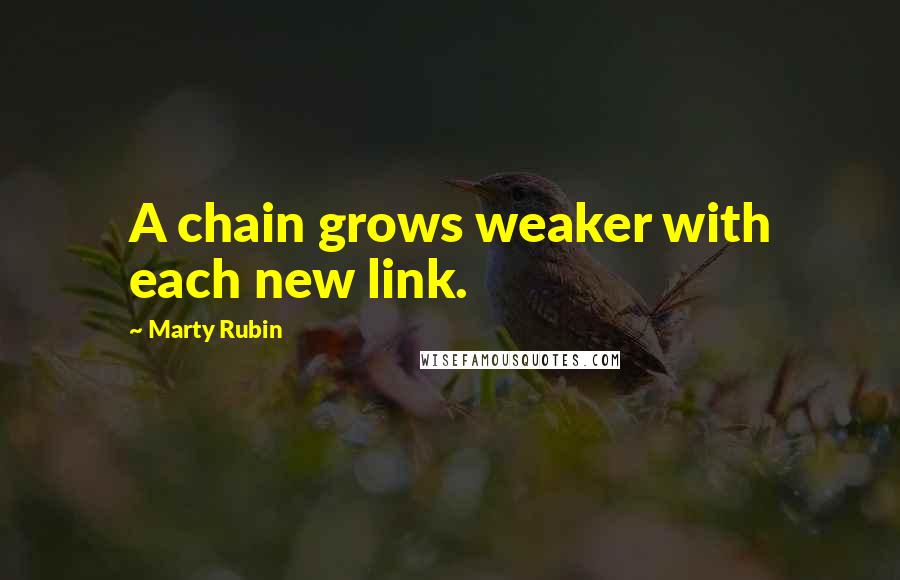 Marty Rubin Quotes: A chain grows weaker with each new link.