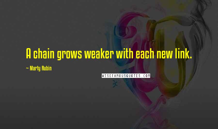 Marty Rubin Quotes: A chain grows weaker with each new link.