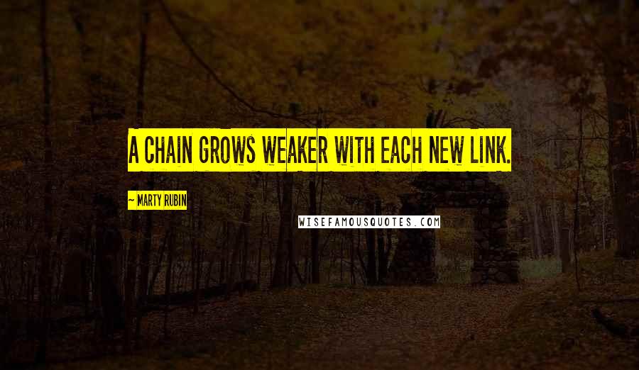 Marty Rubin Quotes: A chain grows weaker with each new link.