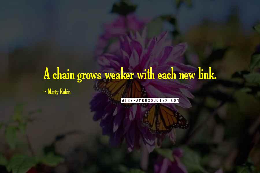 Marty Rubin Quotes: A chain grows weaker with each new link.