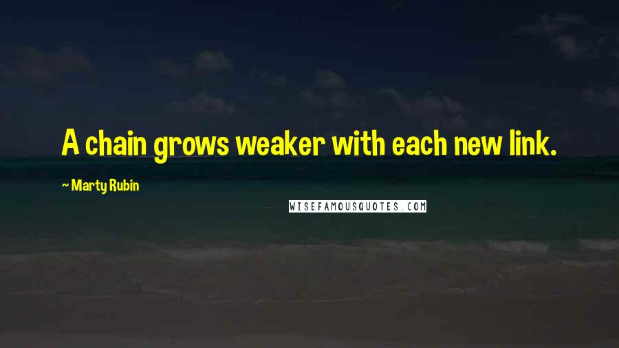 Marty Rubin Quotes: A chain grows weaker with each new link.