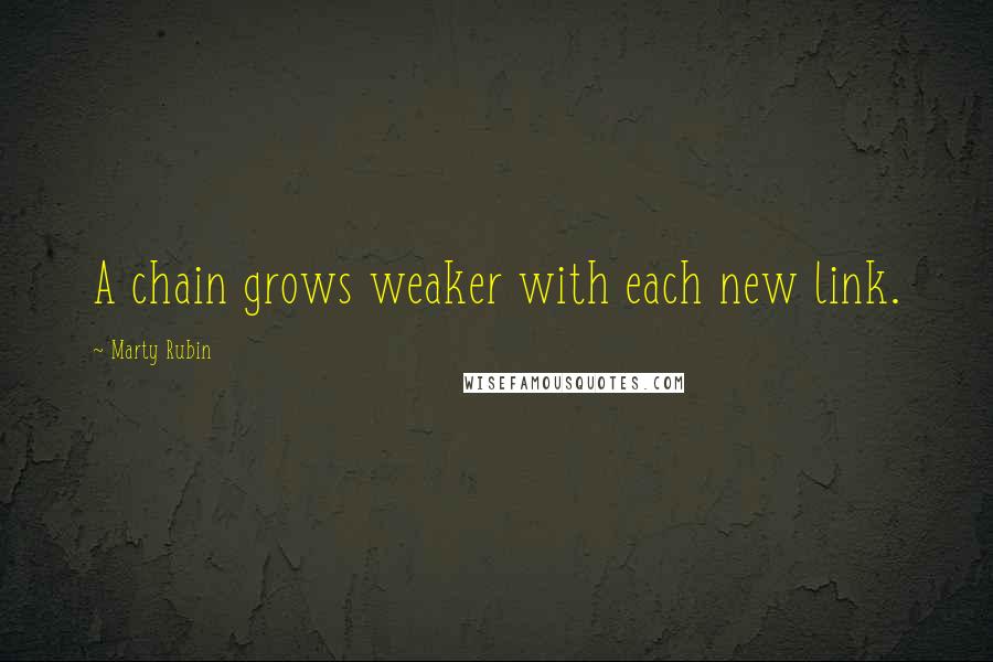 Marty Rubin Quotes: A chain grows weaker with each new link.