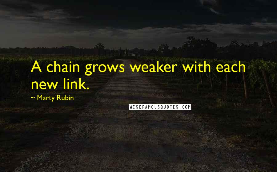 Marty Rubin Quotes: A chain grows weaker with each new link.