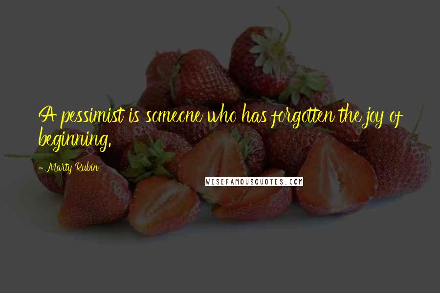Marty Rubin Quotes: A pessimist is someone who has forgotten the joy of beginning.