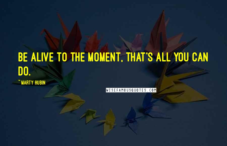 Marty Rubin Quotes: Be alive to the moment, that's all you can do.