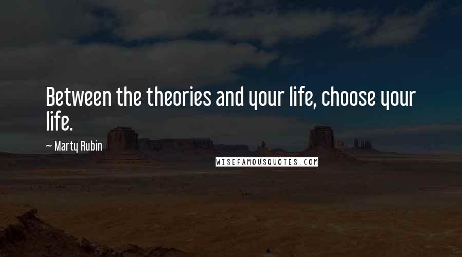 Marty Rubin Quotes: Between the theories and your life, choose your life.