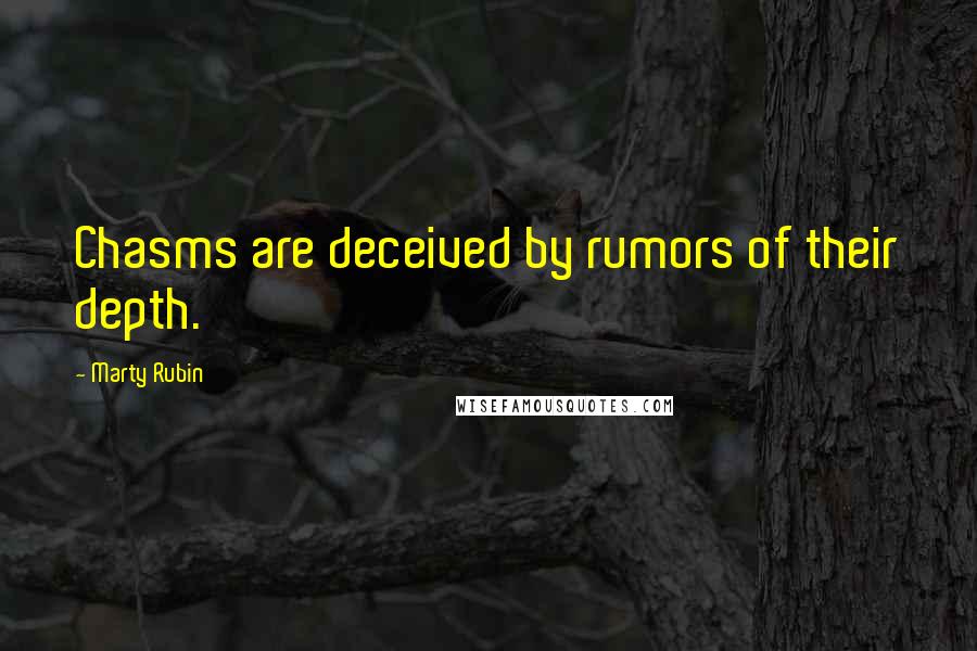 Marty Rubin Quotes: Chasms are deceived by rumors of their depth.