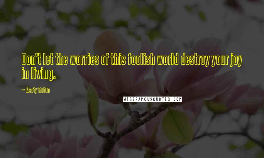 Marty Rubin Quotes: Don't let the worries of this foolish world destroy your joy in living.