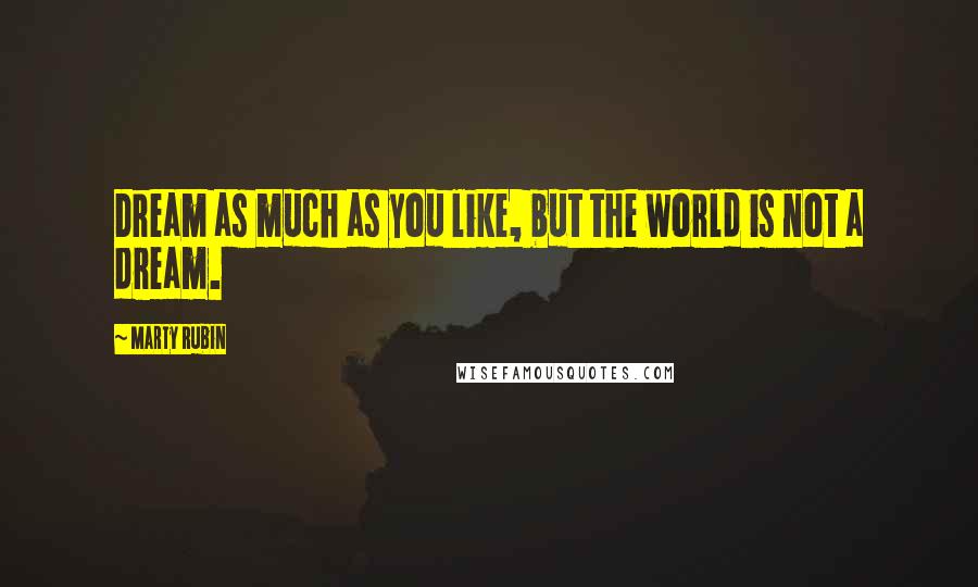 Marty Rubin Quotes: Dream as much as you like, but the world is not a dream.