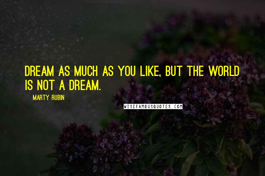 Marty Rubin Quotes: Dream as much as you like, but the world is not a dream.