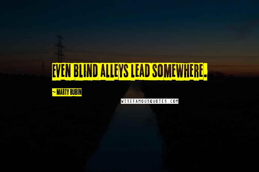 Marty Rubin Quotes: Even blind alleys lead somewhere.