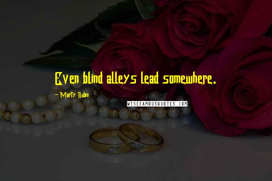 Marty Rubin Quotes: Even blind alleys lead somewhere.