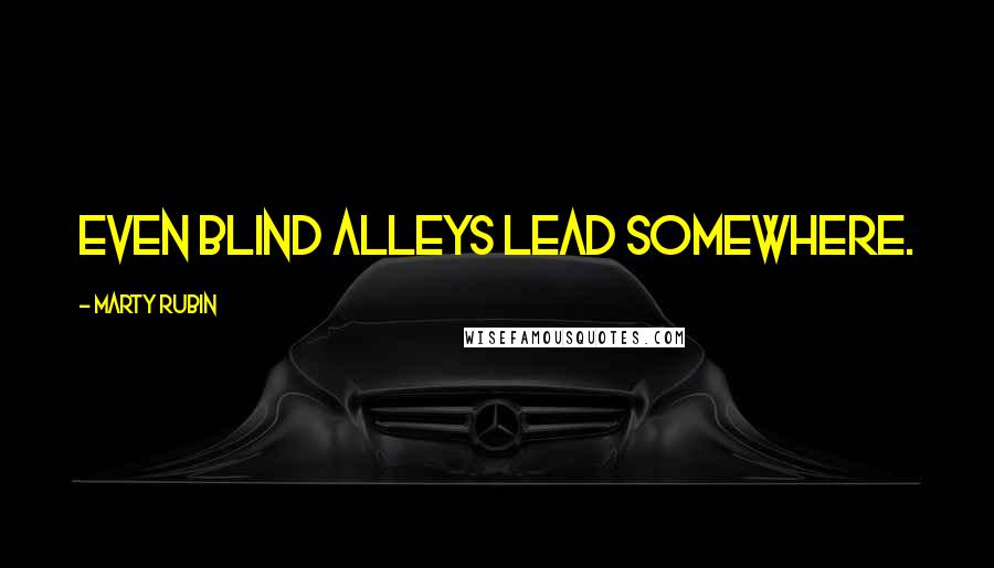 Marty Rubin Quotes: Even blind alleys lead somewhere.