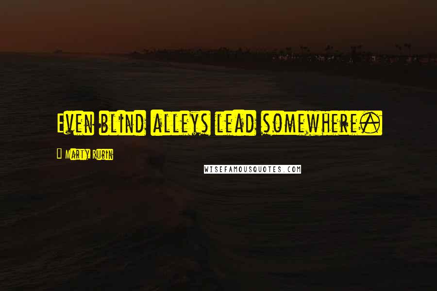 Marty Rubin Quotes: Even blind alleys lead somewhere.