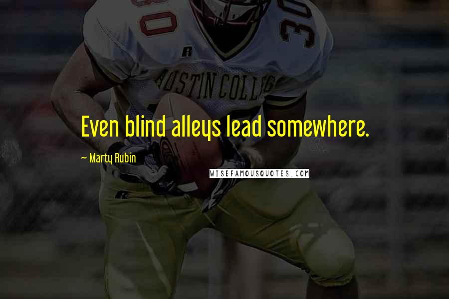 Marty Rubin Quotes: Even blind alleys lead somewhere.