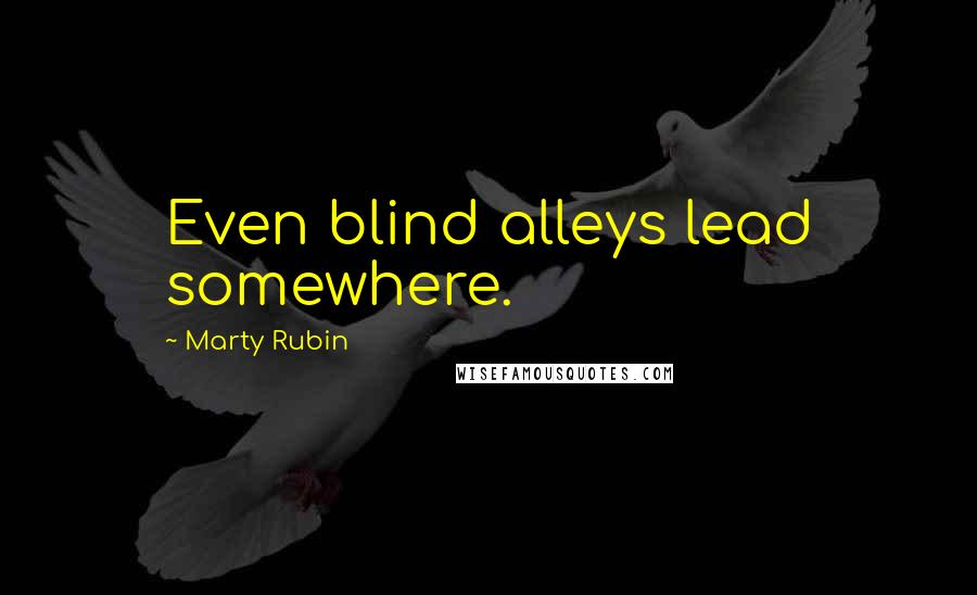 Marty Rubin Quotes: Even blind alleys lead somewhere.