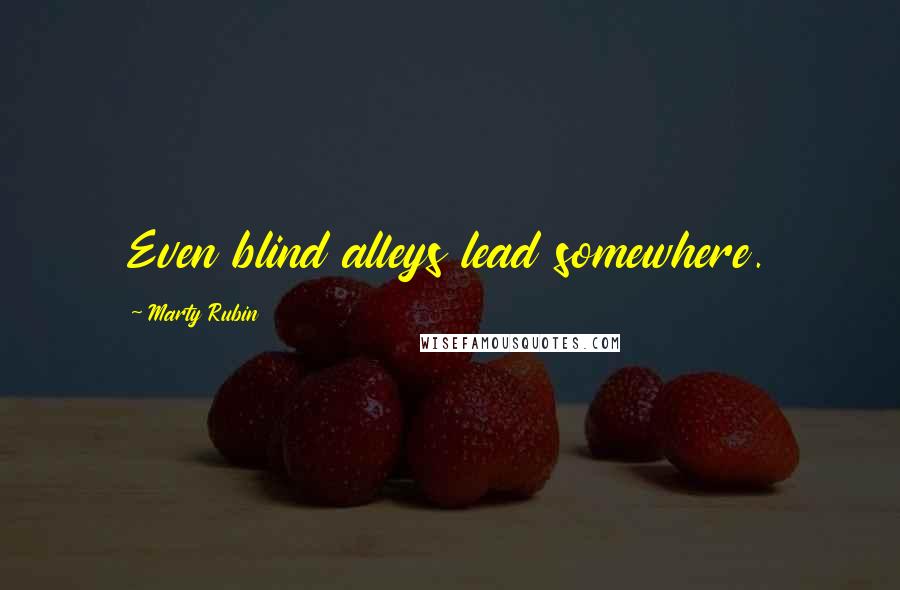 Marty Rubin Quotes: Even blind alleys lead somewhere.