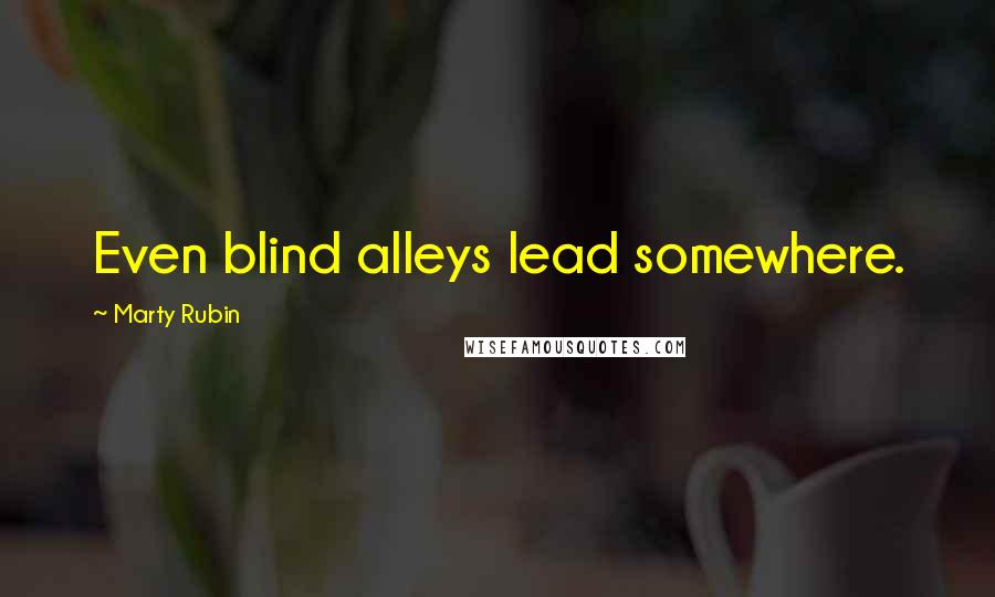 Marty Rubin Quotes: Even blind alleys lead somewhere.