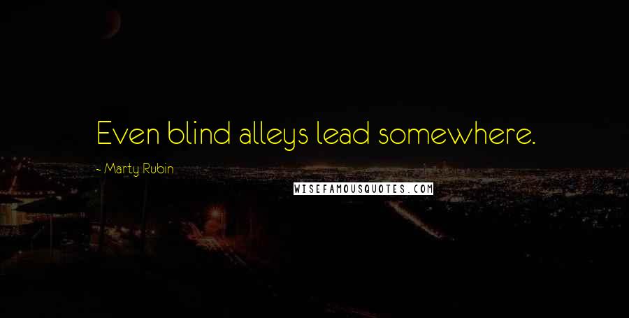 Marty Rubin Quotes: Even blind alleys lead somewhere.